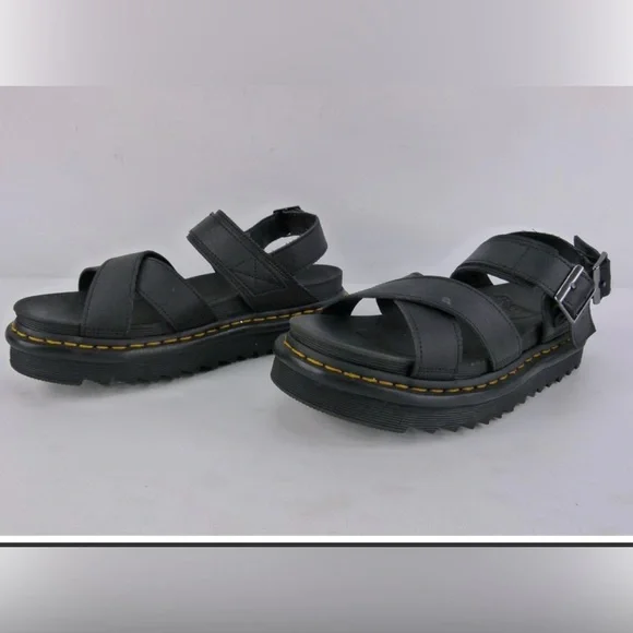 Dr Martens Voss II Quad Platform Sandals Athena Leather Black Women's 9 (N161) - Picture 2 of 11